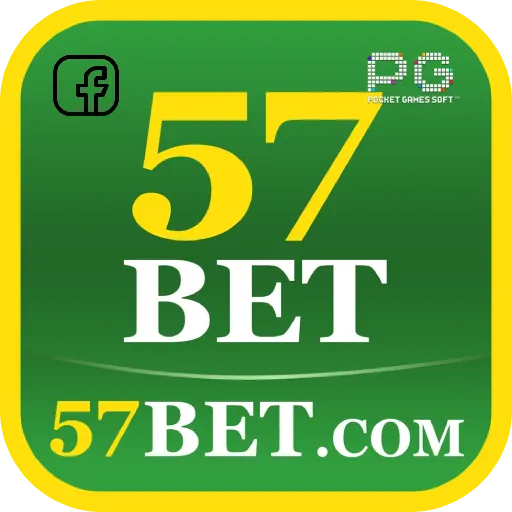 Imagem promovendo a página oficial da 57bet no Facebook